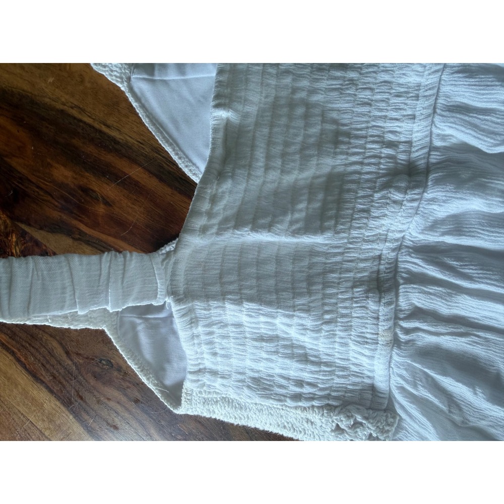 Sincerely Jules White Crochet Bodice Smocked Back Midi Dress Womens Medium Bride - Picture 8 of 8